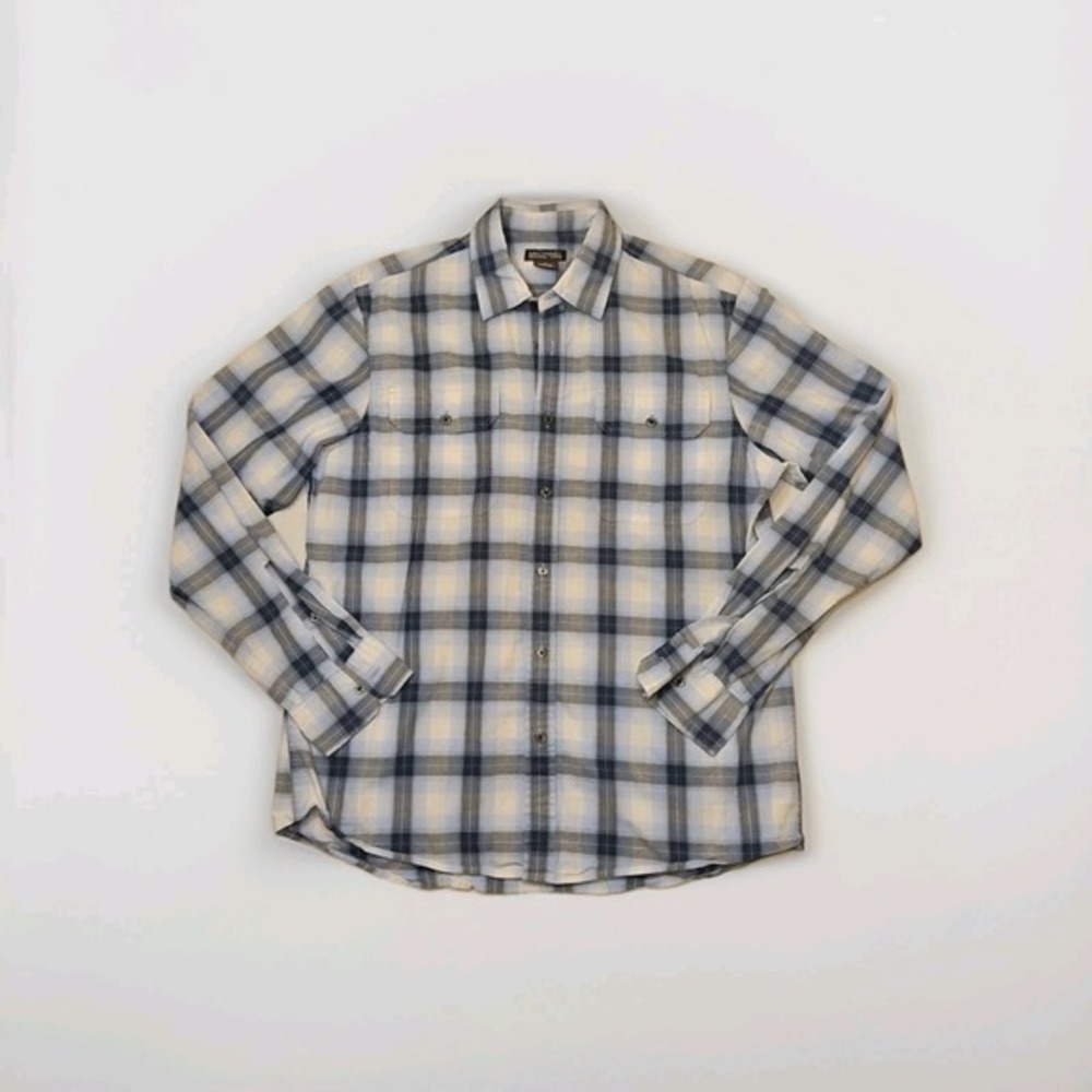 Michael Kors Slim‎ Fit Stretch Long Sleeve Blue Plaid Button Down Shirt - Size L